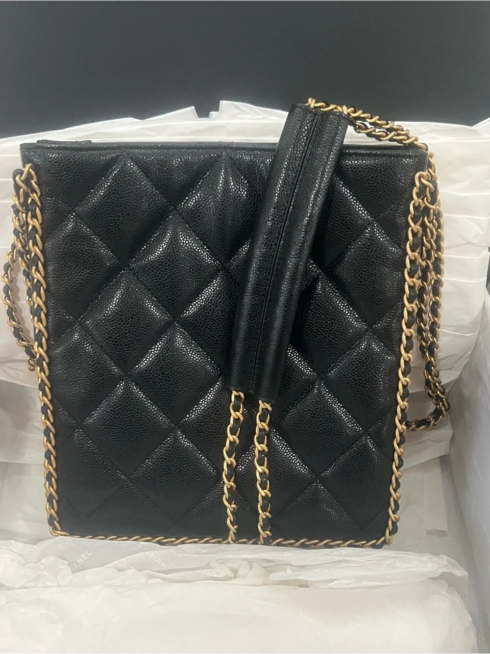 Chanel Caviar Chain Around Small Tote